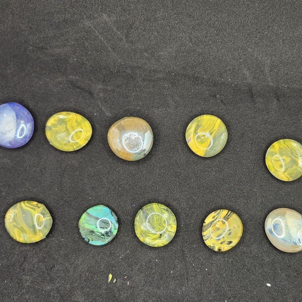 Hand Crafted Refrigerator Magnets Rainbow Extra Strong Glass Cabochon Art Set 10